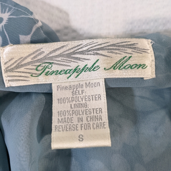 💙 Pineapple Moon Blue White Floral Ruffle Blouse S - Picture 6 of 10